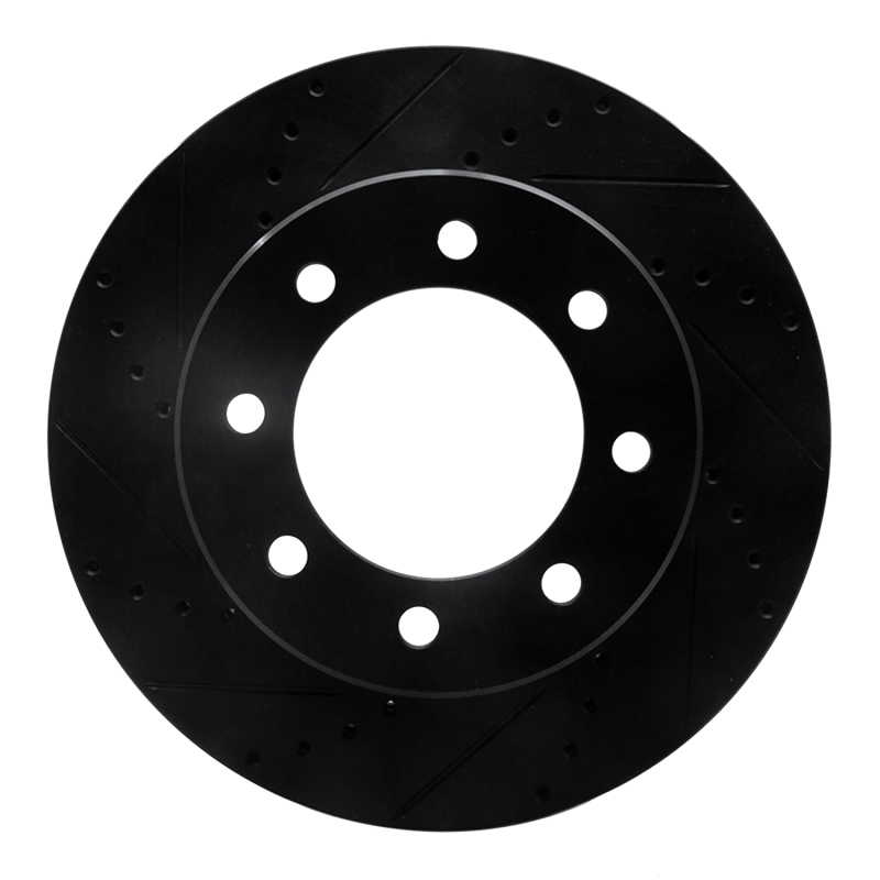Picture of R1 09-25 Dodge Ram 2500 Front Left Drilled & Slotted Black Brake Rotor
