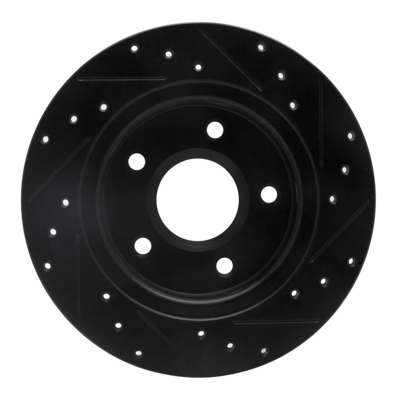 Picture of R1 08-16 Chrysler Town & Country Rear Left Drilled & Slotted Black Brake Rotor