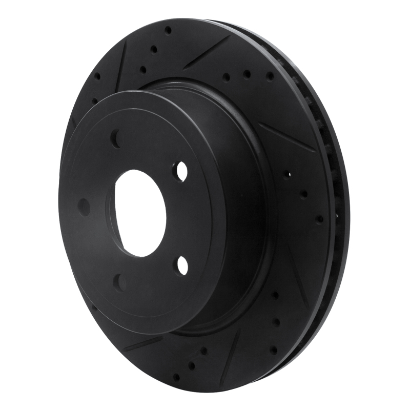 Picture of R1 04-06 Dodge Ram 1500 Pickup Rear Left Drilled & Slotted Black Brake Rotor