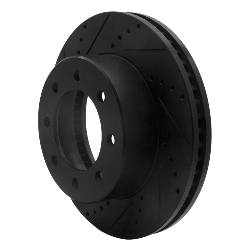 Picture of R1 09-25 Dodge Ram 2500 Front Left Drilled & Slotted Black Brake Rotor