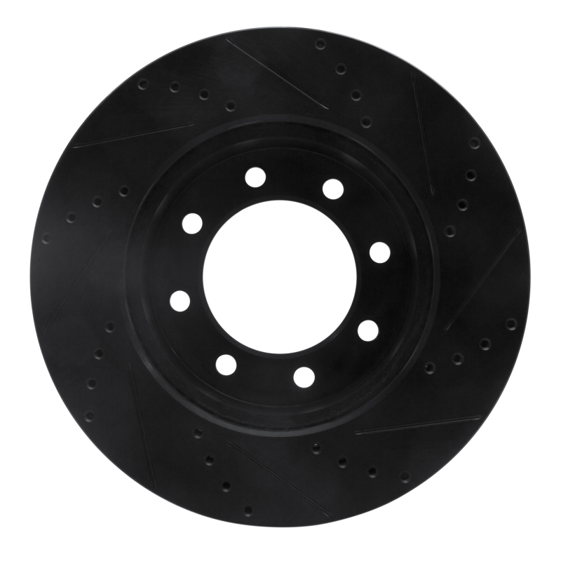 Picture of R1 09-25 Dodge Ram 2500 Front Left Drilled & Slotted Black Brake Rotor