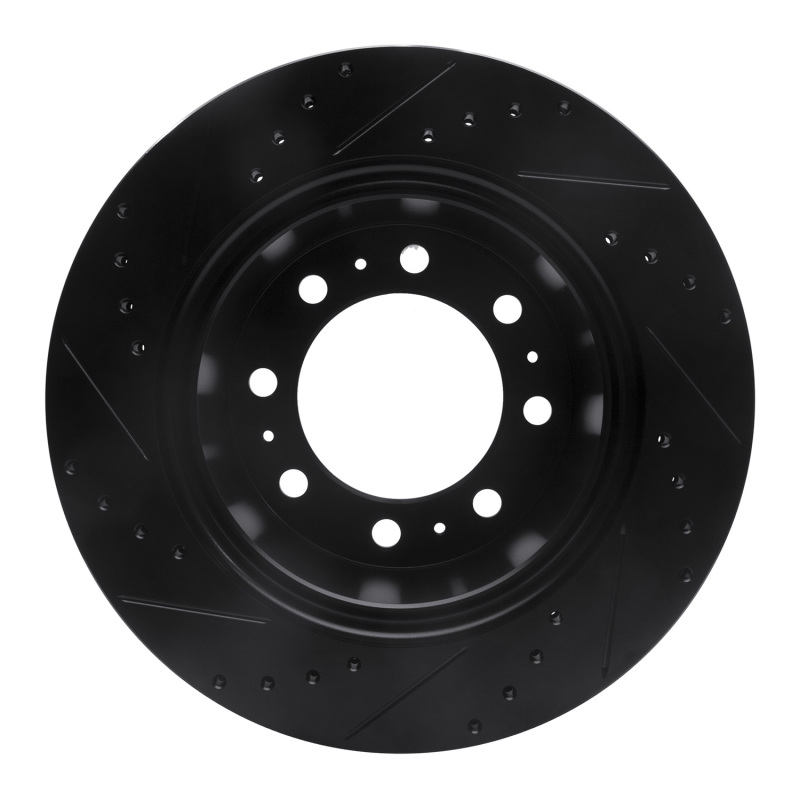 Picture of R1 09-25 Dodge Ram 3500 Rear Right Drilled & Slotted Black Brake Rotor