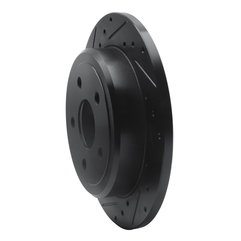 Picture of R1 05-10 Jeep Grand Cherokee Rear Left Drilled & Slotted Black Brake Rotor