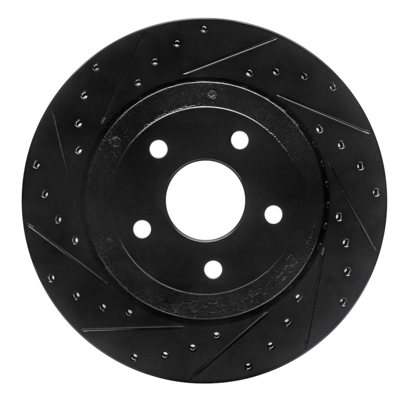 Picture of R1 06-10 Jeep Grand Cherokee Rear Left Drilled & Slotted Black Brake Rotor