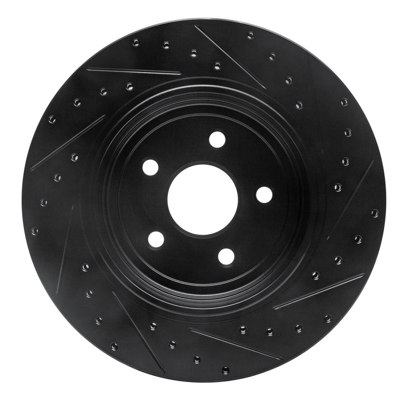 Picture of R1 06-10 Jeep Grand Cherokee Rear Left Drilled & Slotted Black Brake Rotor