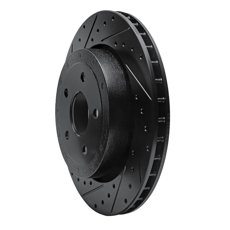 Picture of R1 06-10 Jeep Grand Cherokee Rear Left Drilled & Slotted Black Brake Rotor
