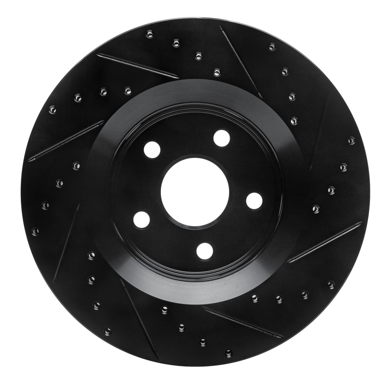 Picture of R1 11-25 Dodge Durango Front Left Drilled & Slotted Black Brake Rotor