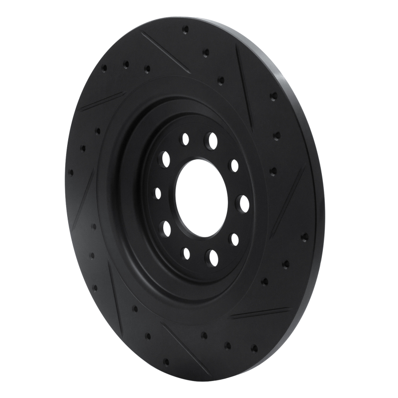 Picture of R1 14-23 Jeep Cherokee Rear Left Drilled & Slotted Black Brake Rotor
