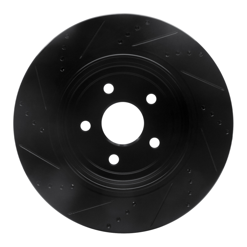 Picture of R1 12-25 Dodge Durango Rear Right Drilled & Slotted Black Brake Rotor