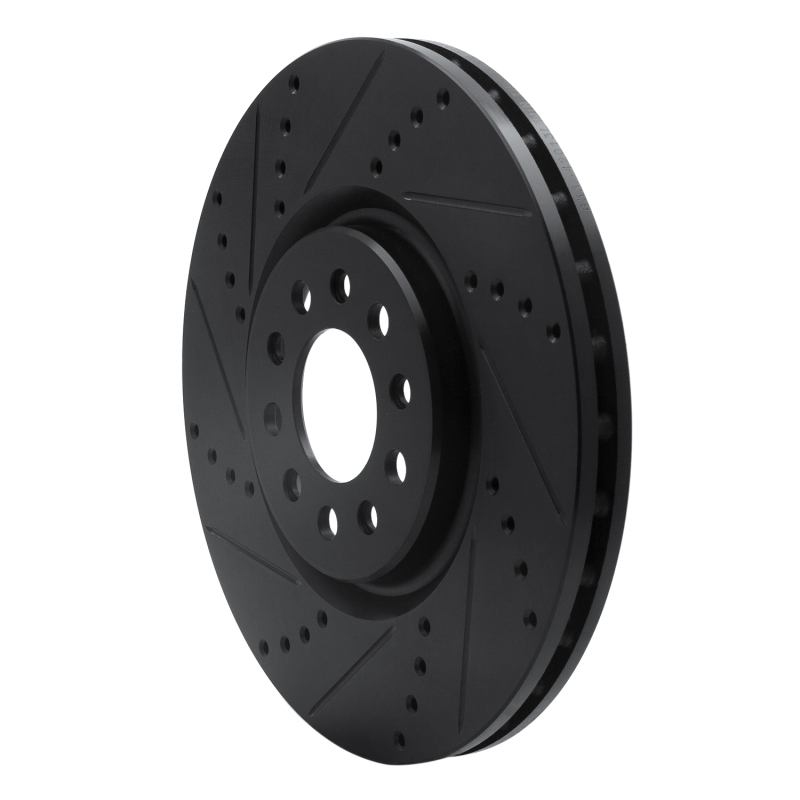 Picture of R1 14-25 Alfa Romeo Tonale Front Left Drilled & Slotted Black Brake Rotor