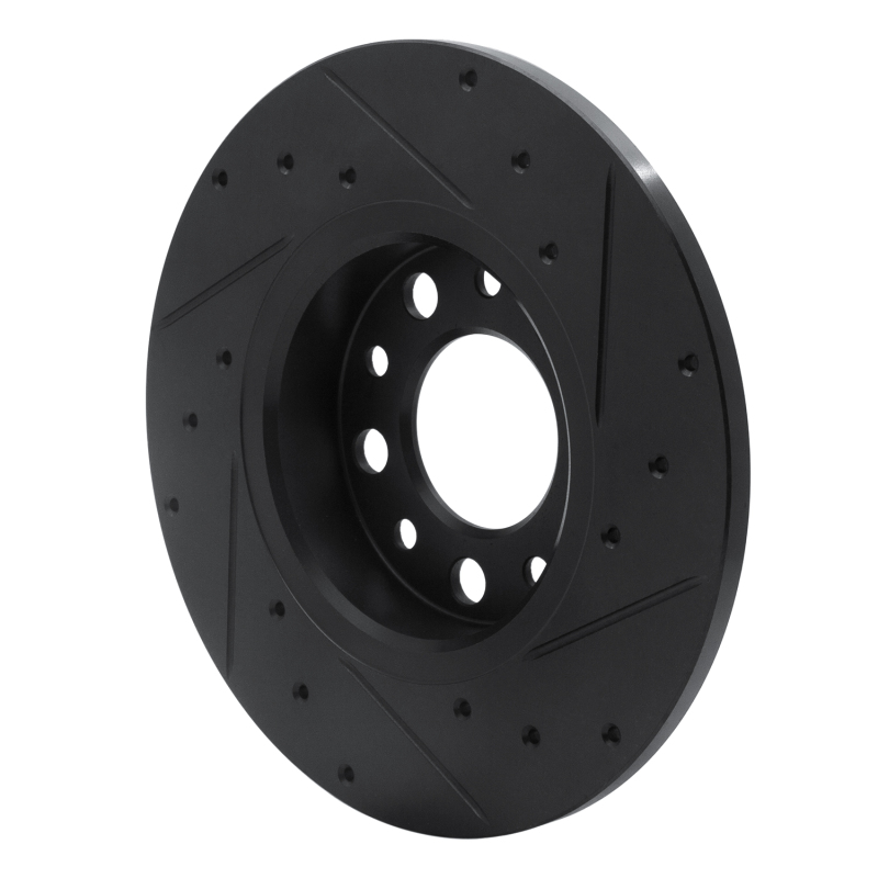 Picture of R1 15-25 Alfa Romeo Tonale Rear Left Drilled & Slotted Black Brake Rotor