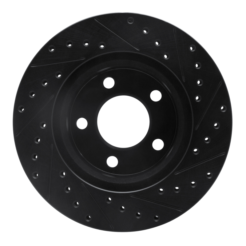 Picture of R1 80-89 American Motors Eagle Front Left Drilled & Slotted Black Brake Rotor
