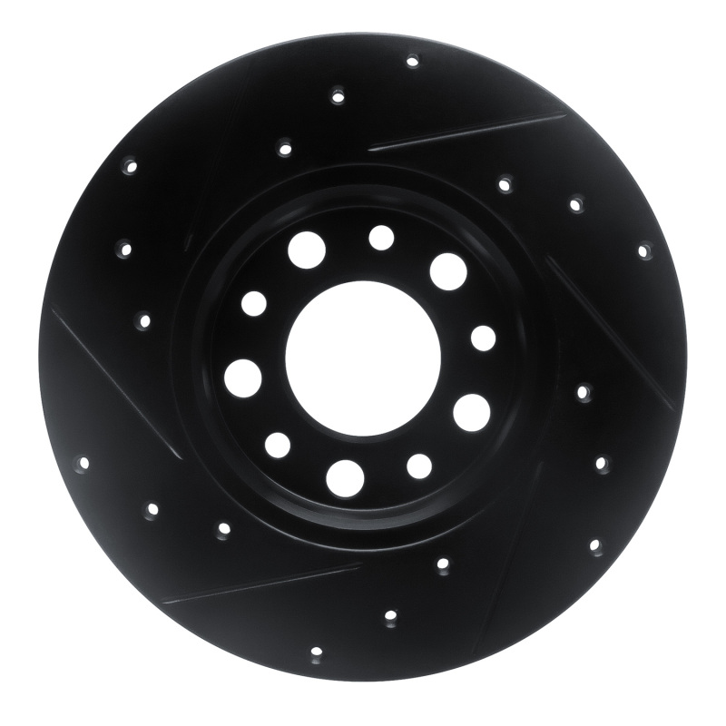 Picture of R1 15-25 Alfa Romeo Tonale Rear Right Drilled & Slotted Black Brake Rotor