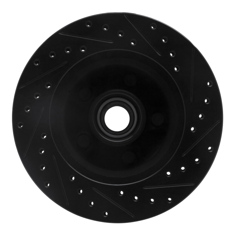 Picture of R1 86-92 Jeep Wagoneer Front Left Drilled & Slotted Black Brake Rotor