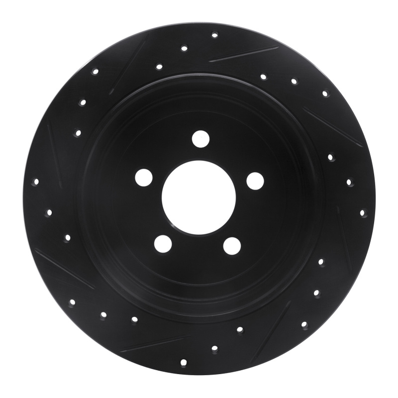 Picture of R1 07-12 Dodge Nitro Rear Right Drilled & Slotted Black Brake Rotor
