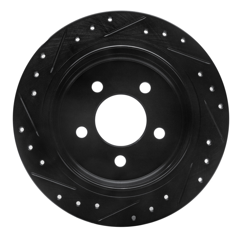 Picture of R1 93-98 Jeep Grand Cherokee Rear Right Drilled & Slotted Black Brake Rotor