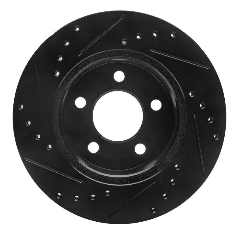 Picture of R1 90-99 Jeep Cherokee Front Right Drilled & Slotted Black Brake Rotor