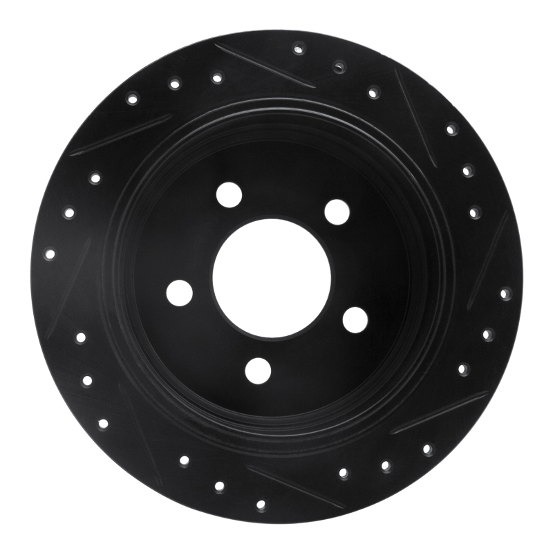 Picture of R1 93-98 Jeep Grand Cherokee Rear Left Drilled & Slotted Black Brake Rotor