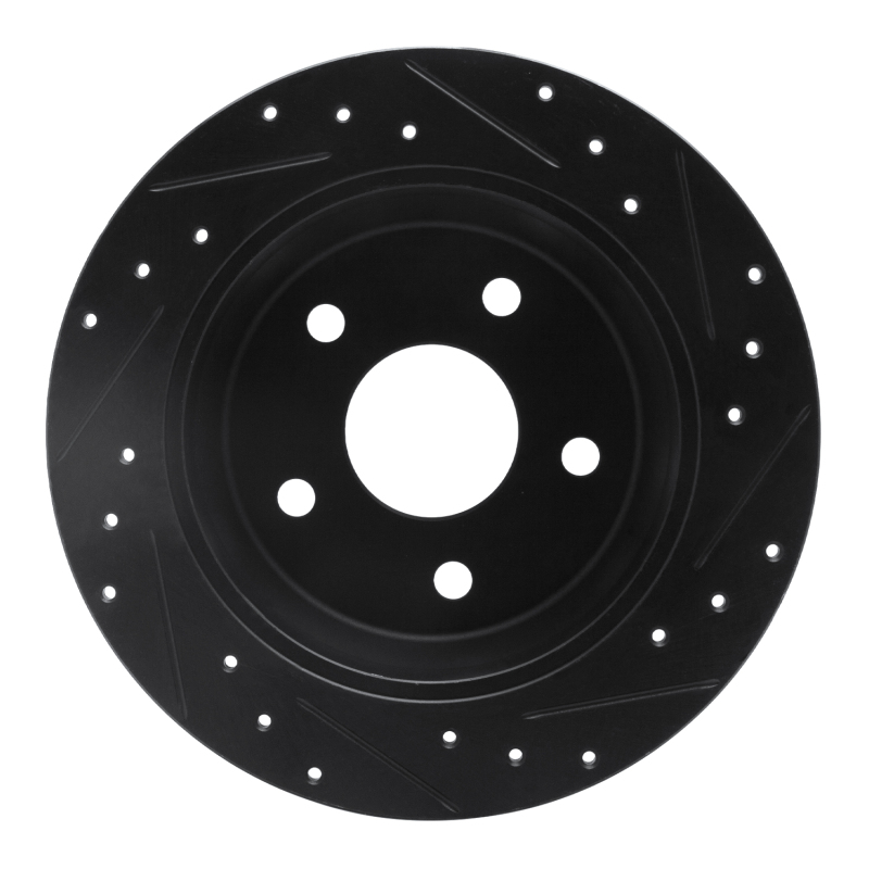 Picture of R1 99-04 Jeep Grand Cherokee Rear Left Drilled & Slotted Black Brake Rotor