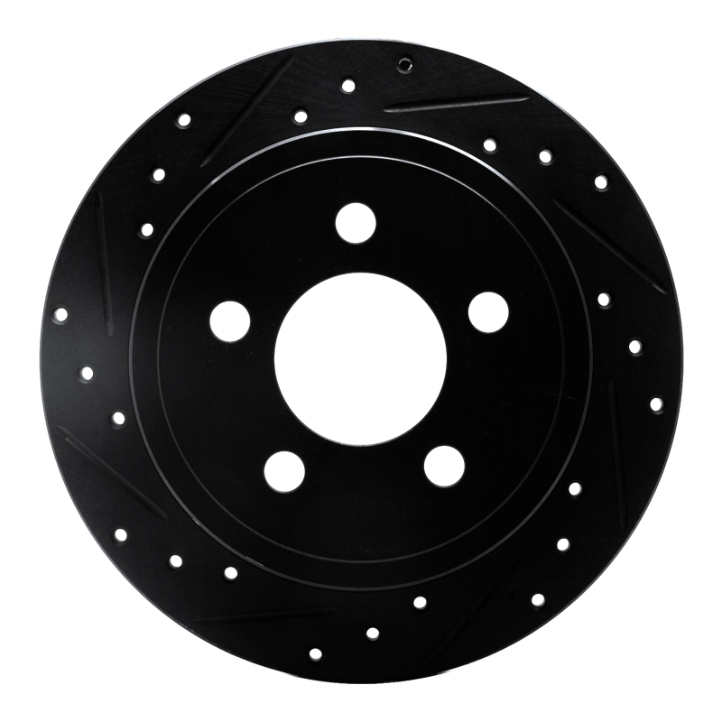 Picture of R1 03-07 Jeep Liberty Rear Left Drilled & Slotted Black Brake Rotor