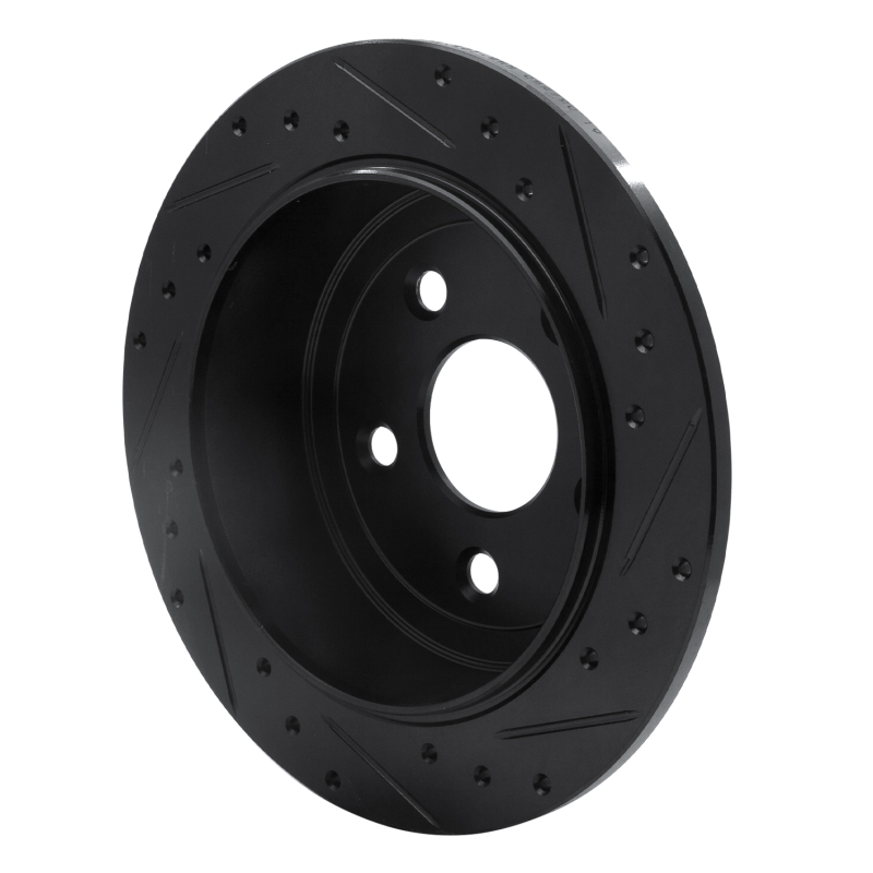 Picture of R1 07-18 Jeep Wrangler Rear Left Drilled & Slotted Black Brake Rotor