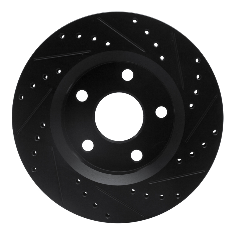 Picture of R1 07-18 Jeep Wrangler Front Left Drilled & Slotted Black Brake Rotor