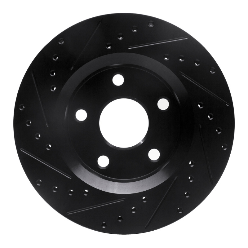 Picture of R1 07-18 Jeep Wrangler Front Right Drilled & Slotted Black Brake Rotor