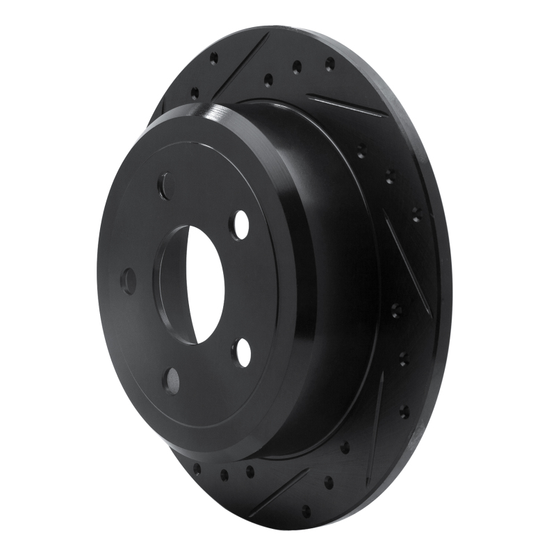 Picture of R1 07-18 Jeep Wrangler Rear Left Drilled & Slotted Black Brake Rotor