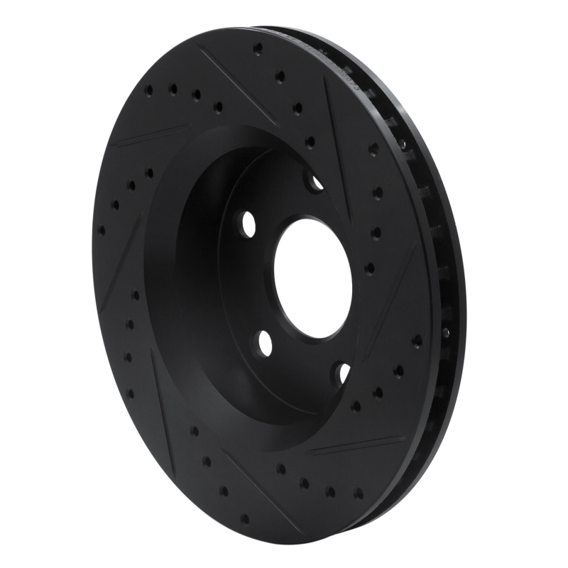 Picture of R1 07-18 Jeep Wrangler Front Left Drilled & Slotted Black Brake Rotor