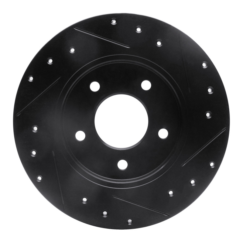 Picture of R1 94-99 Buick Regal Rear Left Drilled & Slotted Black Brake Rotor