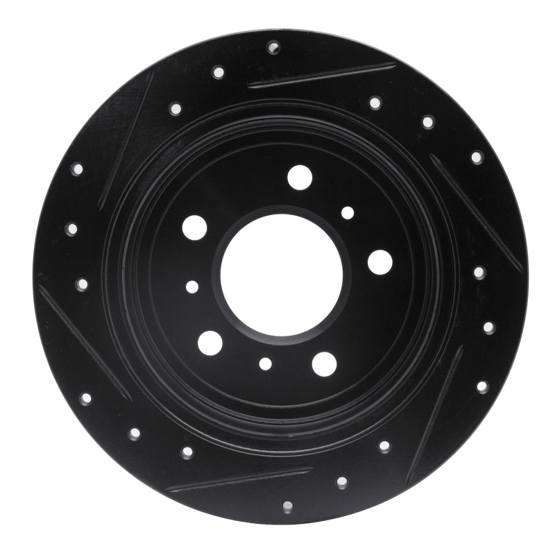 Picture of R1 06-10 Buick LaCrosse Rear Right Drilled & Slotted Black Brake Rotor
