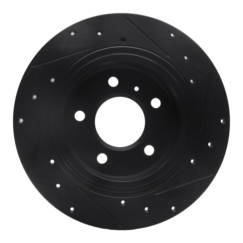 Picture of R1 06-11 Buick Lucerne Rear Left Drilled & Slotted Black Brake Rotor