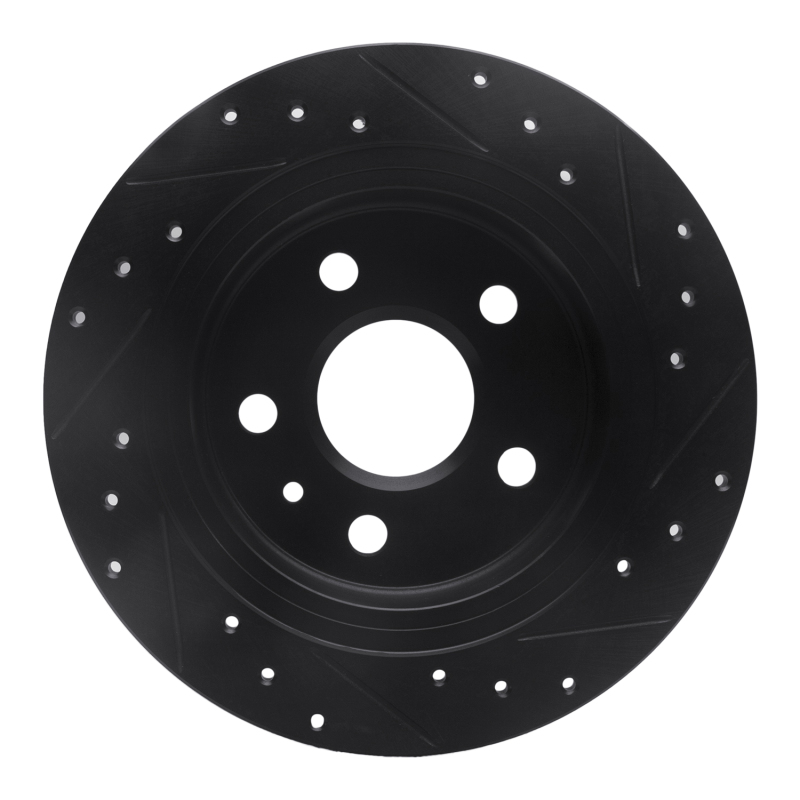 Picture of R1 11-16 Buick Regal Rear Left Drilled & Slotted Black Brake Rotor