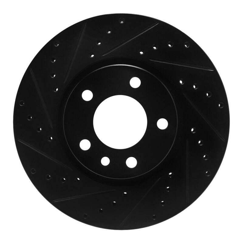 Picture of R1 97-01 Cadillac CATERA Front Left Drilled & Slotted Black Brake Rotor