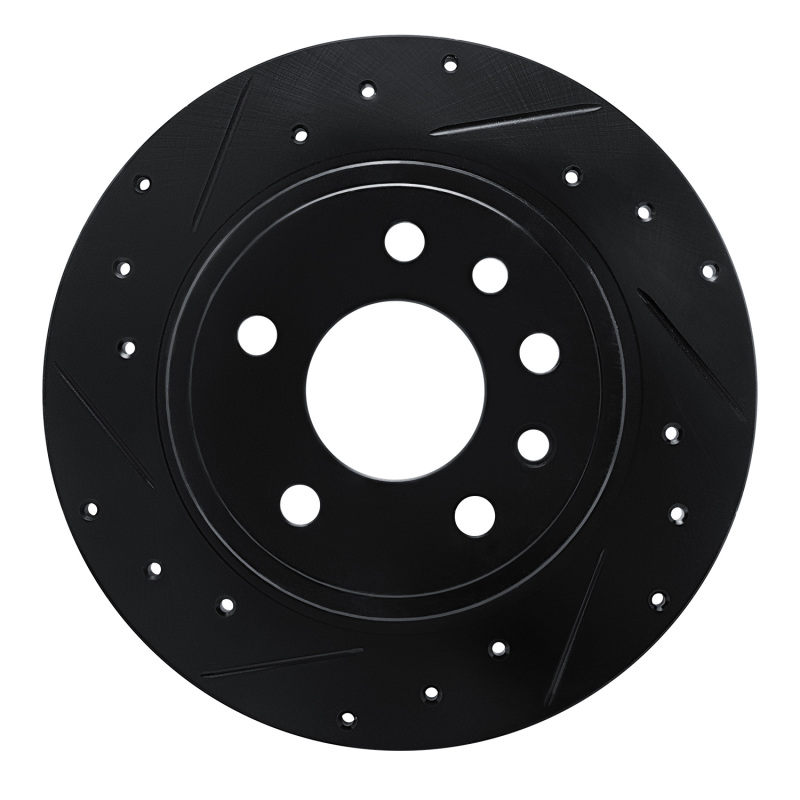 Picture of R1 97-01 Cadillac CATERA Rear Left Drilled & Slotted Black Brake Rotor