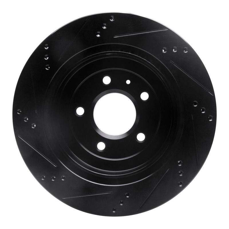 Picture of R1 05-11 Cadillac CTS Rear Right Drilled & Slotted Black Brake Rotor
