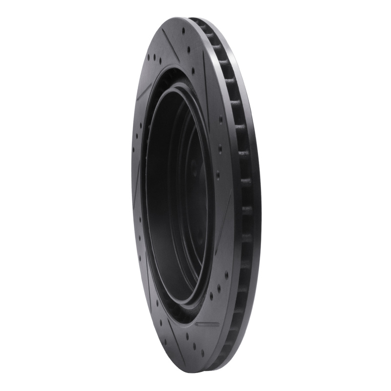 Picture of R1 08-14 Cadillac CTS Rear Left Drilled & Slotted Black Brake Rotor