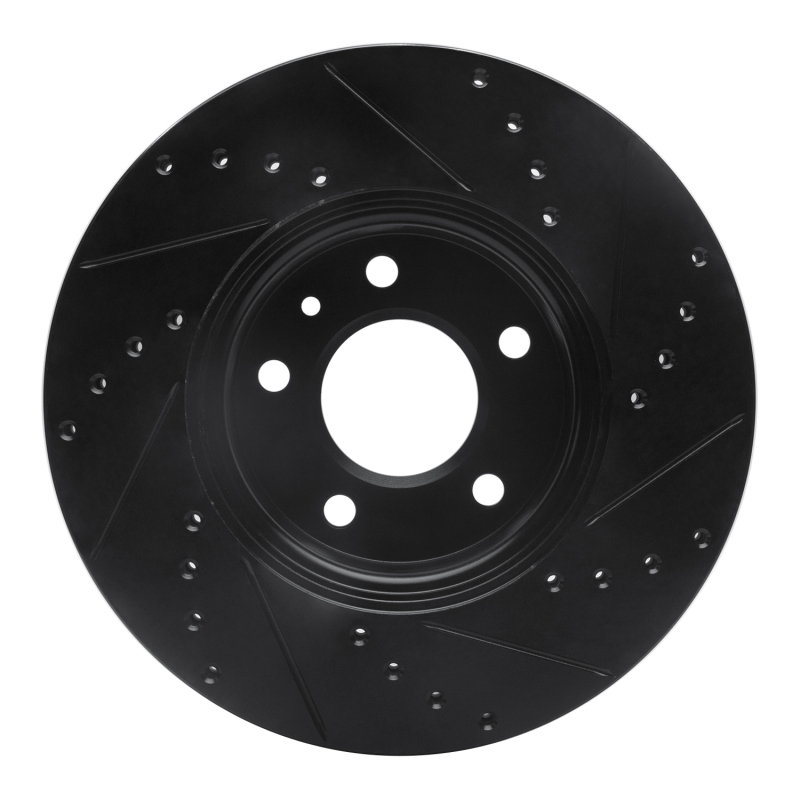 Picture of R1 13-25 Cadillac ATS Front Left Drilled & Slotted Black Brake Rotor