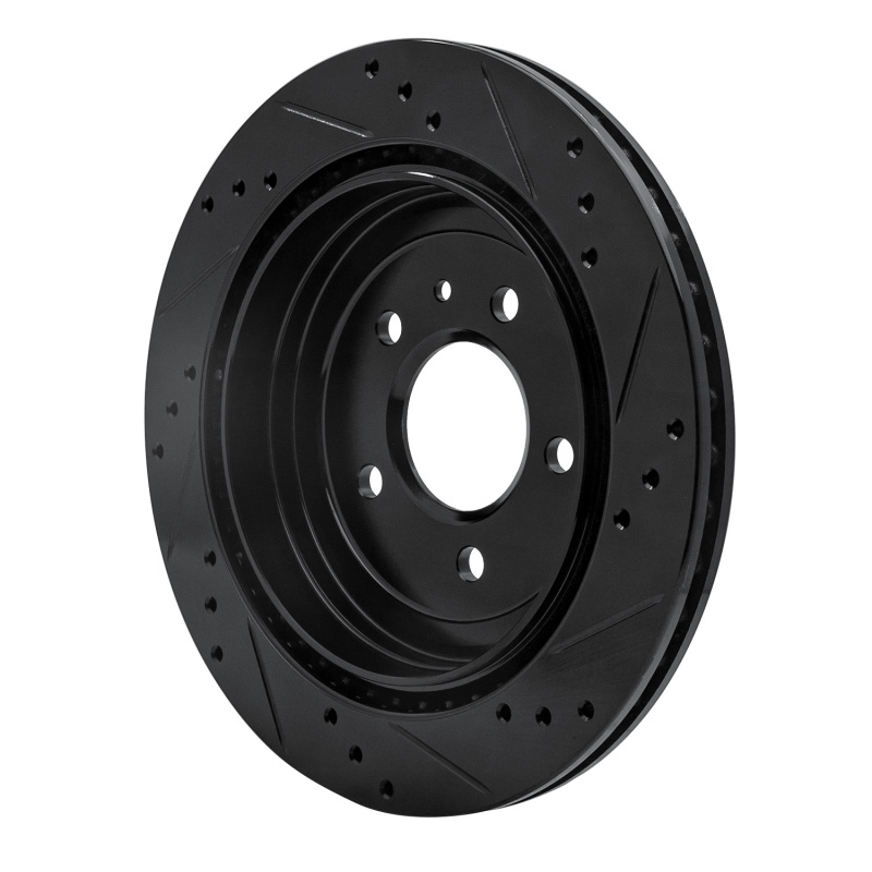Picture of R1 13-19 Cadillac ATS Rear Left Drilled & Slotted Black Brake Rotor