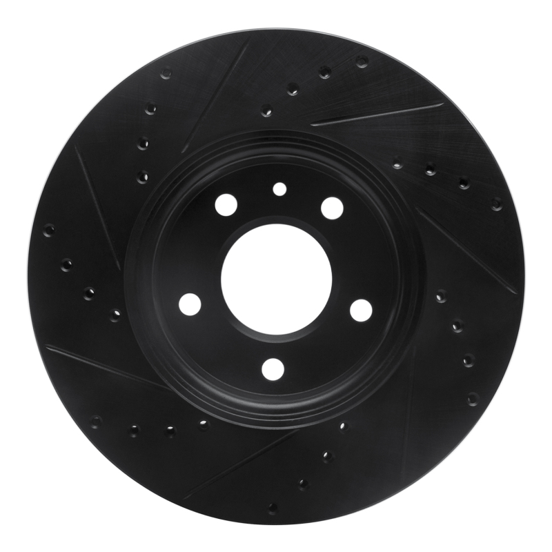 Picture of R1 13-25 Cadillac CT4 Front Right Drilled & Slotted Black Brake Rotor