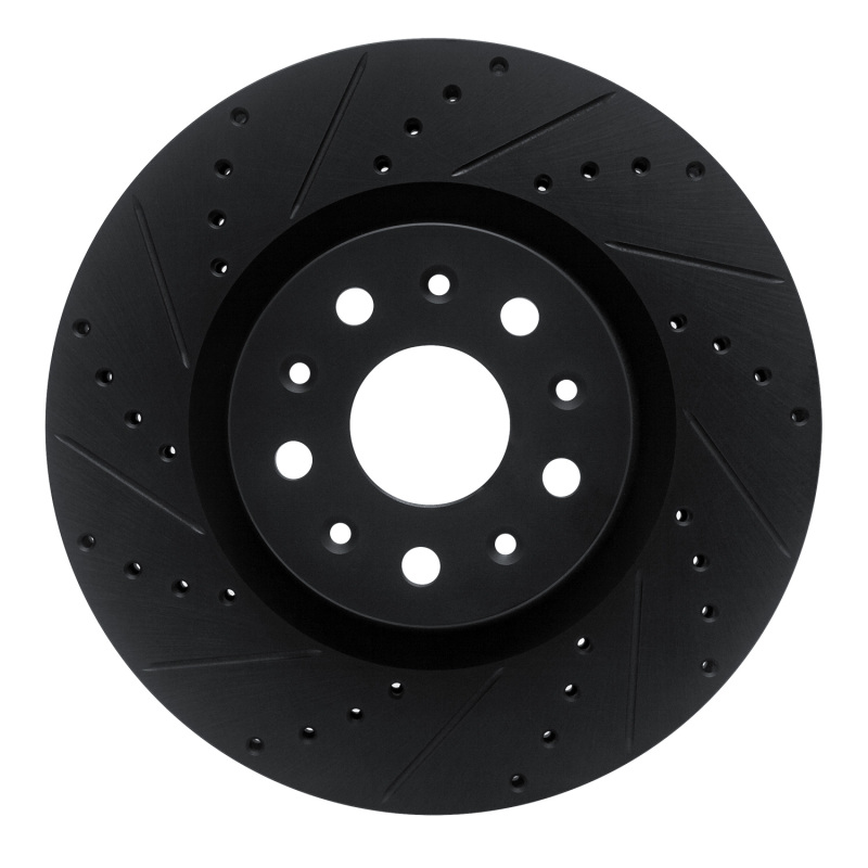 Picture of R1 14-25 Cadillac CTS Front Left Drilled & Slotted Black Brake Rotor