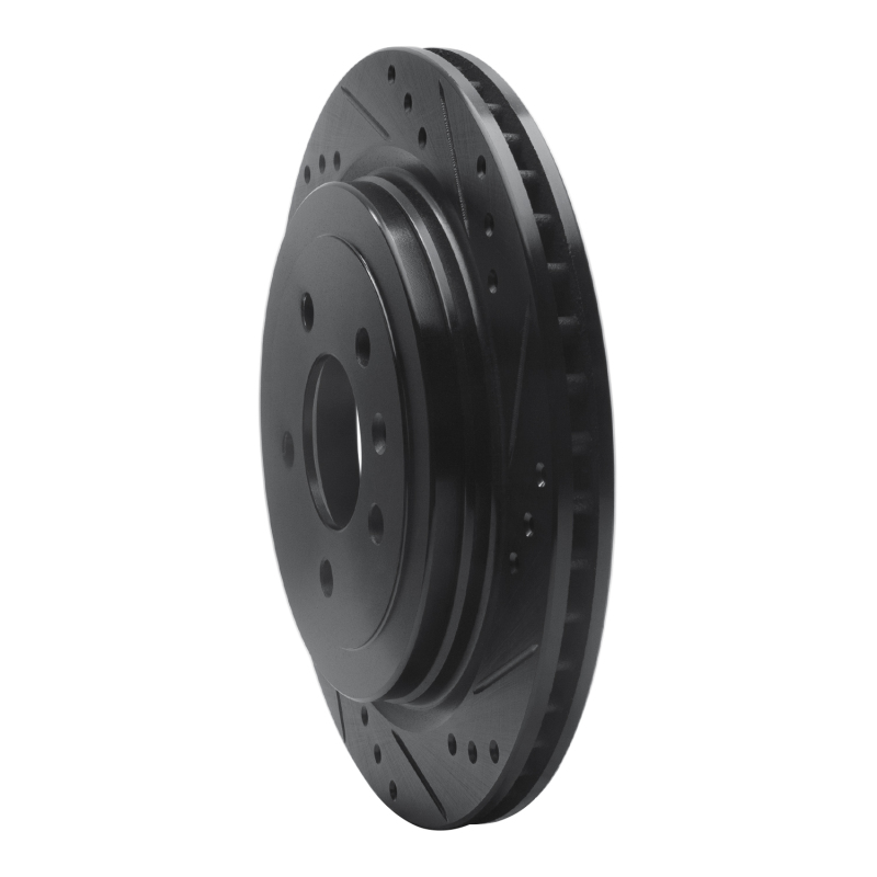 Picture of R1 13-19 Cadillac ATS Rear Right Drilled & Slotted Black Brake Rotor