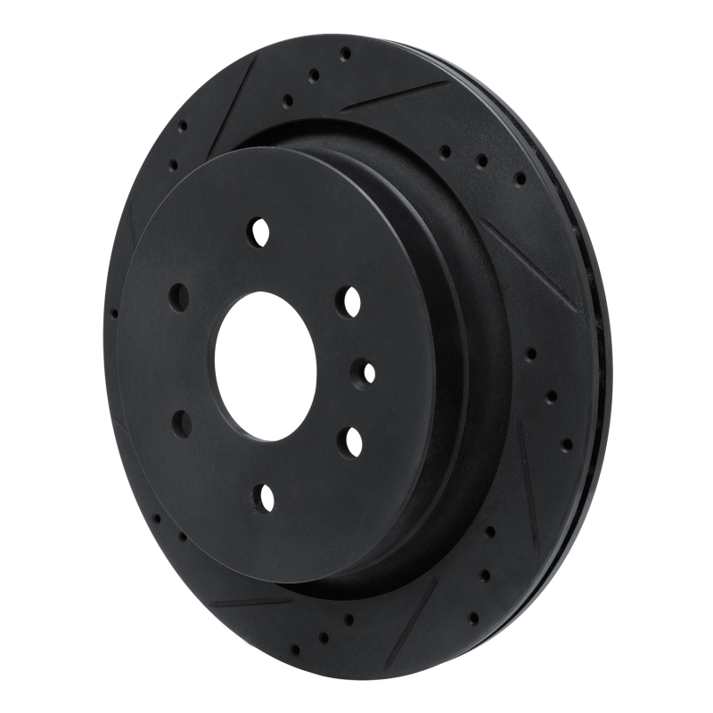 Picture of R1 13-19 Cadillac XTS Rear Left Drilled & Slotted Black Brake Rotor