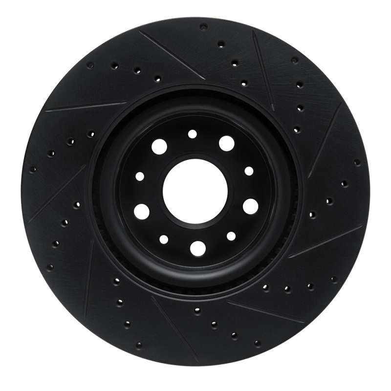 Picture of R1 14-25 Cadillac CTS Front Left Drilled & Slotted Black Brake Rotor