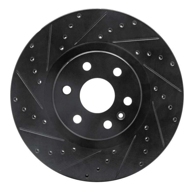 Picture of R1 10-16 Cadillac SRX Front Left Drilled & Slotted Black Brake Rotor