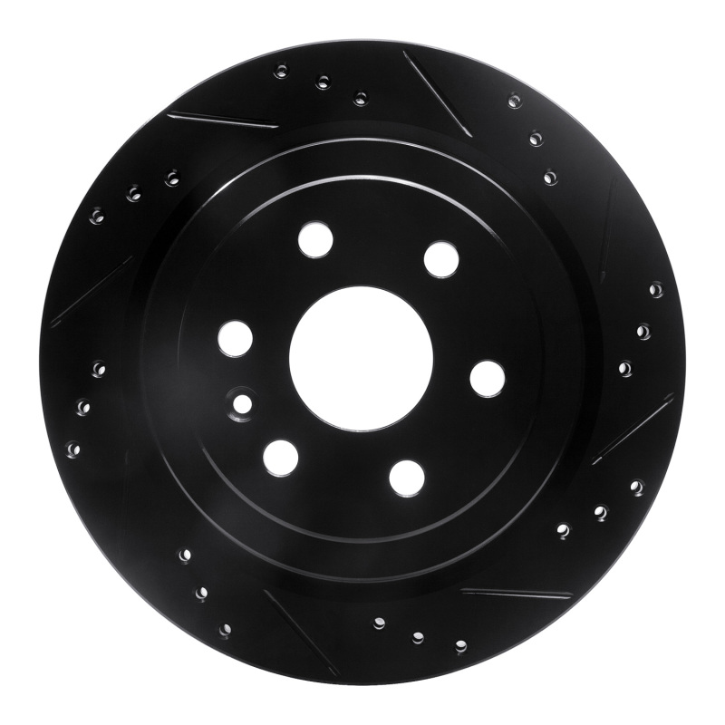 Picture of R1 10-16 Cadillac SRX Rear Right Drilled & Slotted Black Brake Rotor