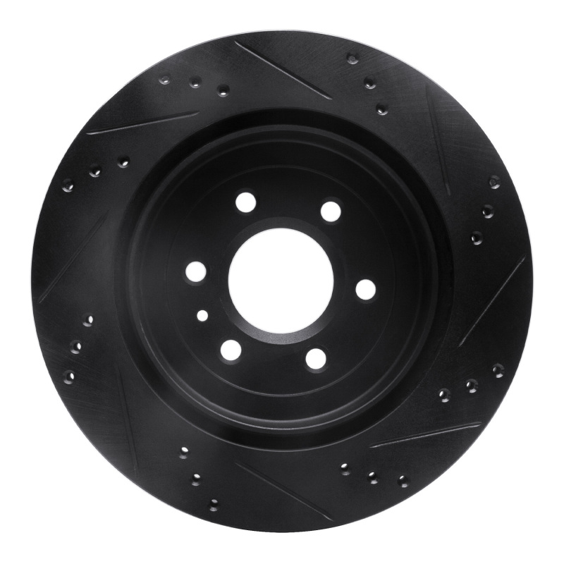 Picture of R1 04-09 Cadillac SRX Rear Left Drilled & Slotted Black Brake Rotor