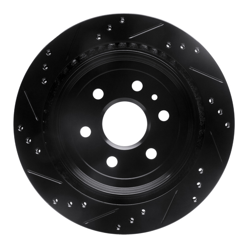 Picture of R1 10-16 Cadillac SRX Rear Right Drilled & Slotted Black Brake Rotor
