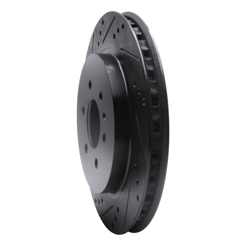 Picture of R1 04-09 Cadillac SRX Rear Left Drilled & Slotted Black Brake Rotor