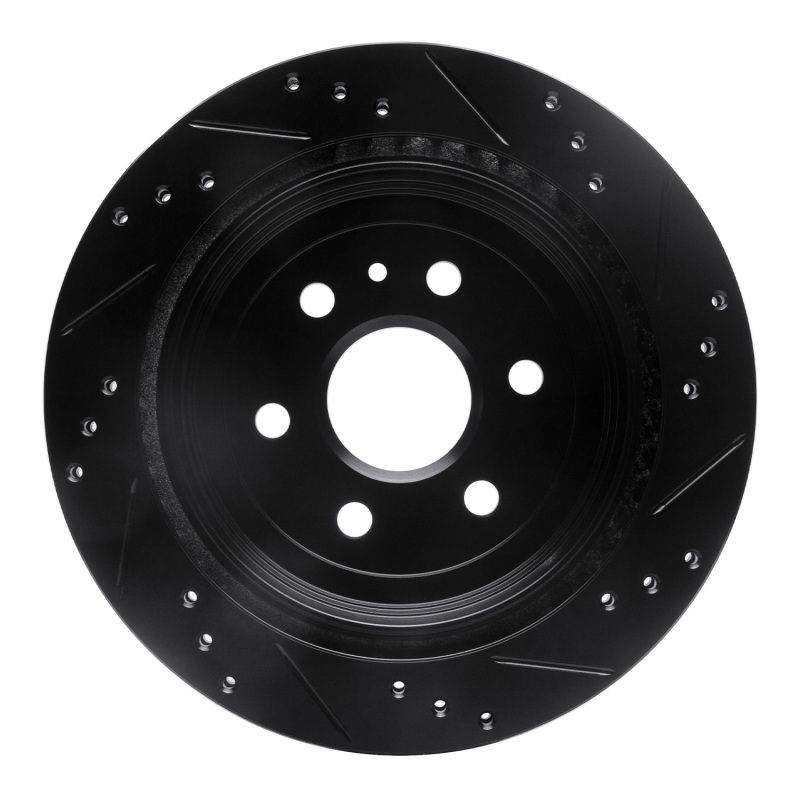 Picture of R1 10-16 Cadillac SRX Rear Left Drilled & Slotted Black Brake Rotor